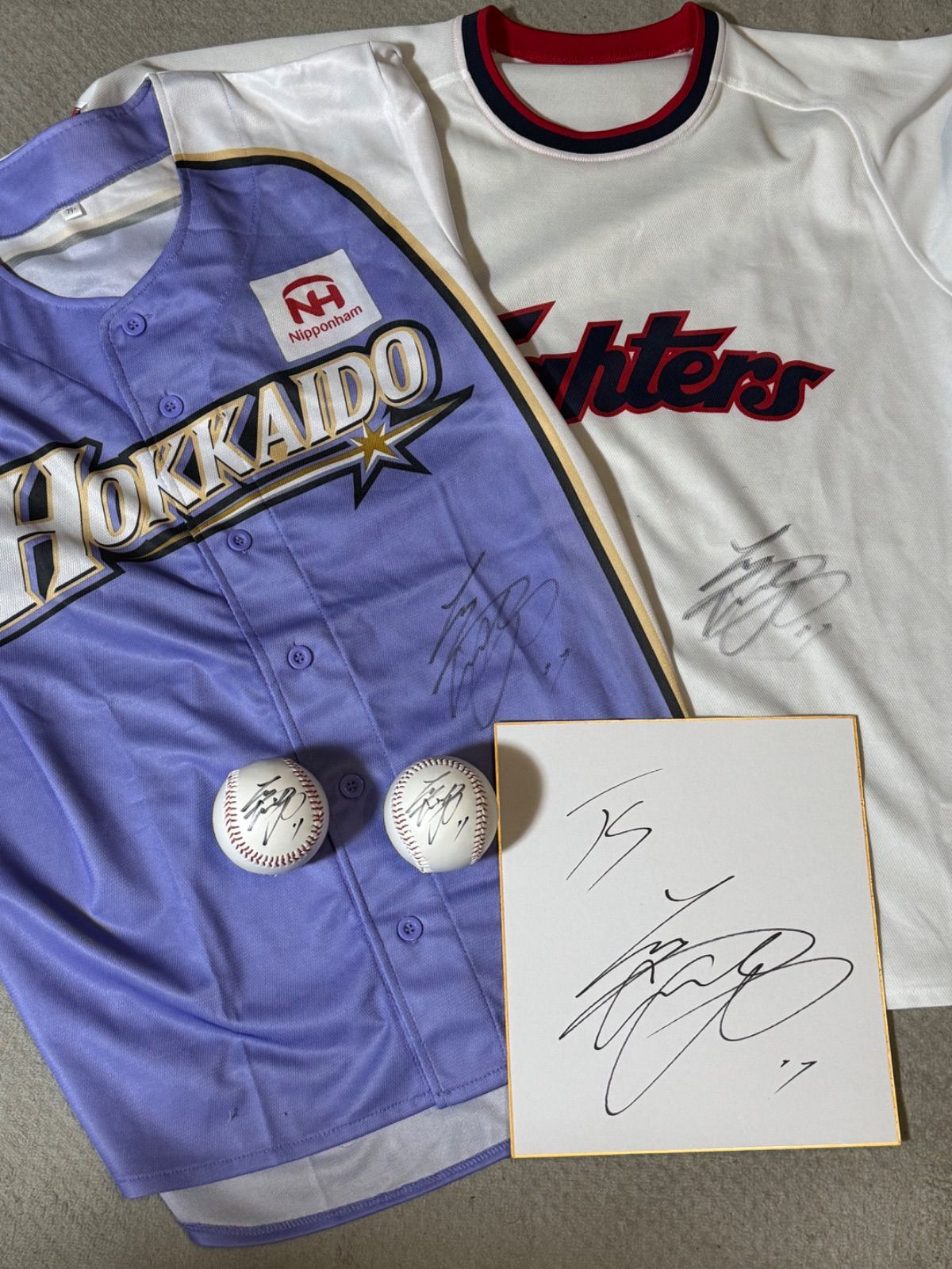 まとめ買いでお得 5点セット！大谷翔平 直筆サイン入りユニフォーム、ボール、色紙 応援グッズ