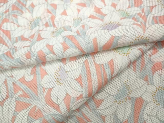 平和屋着物▽小紋 単衣 草花文 洗える着物 AAAZ1630fy