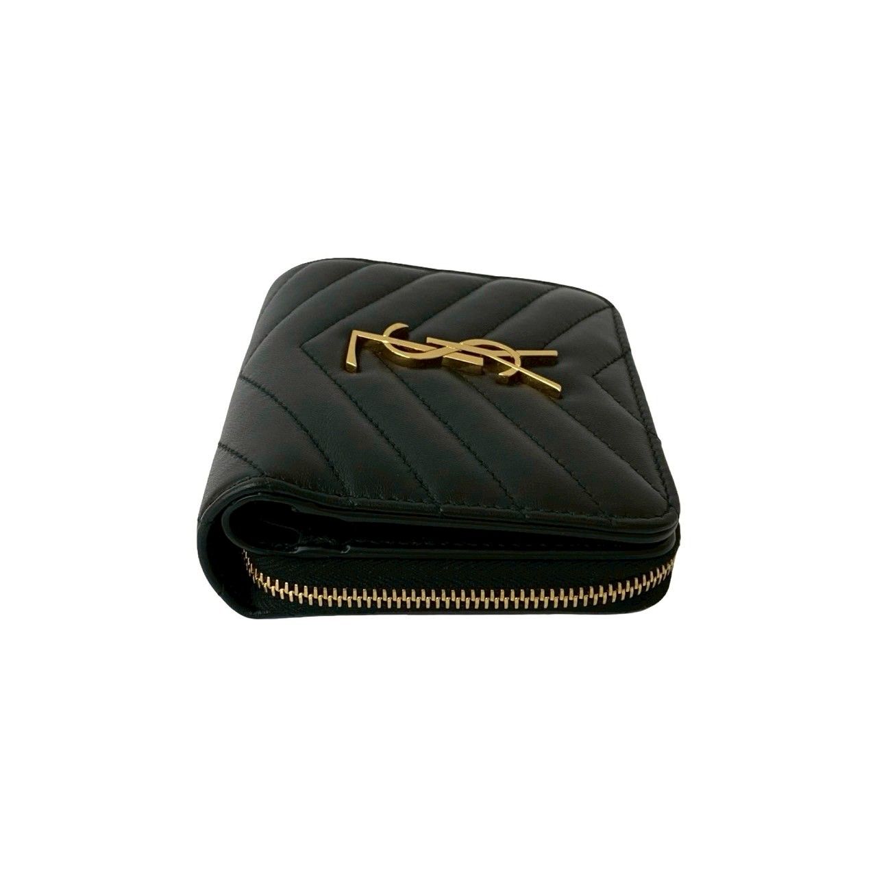 極 美品 サンローランパリ YSL ロゴ レザー ラウンドジップ 二つ折り