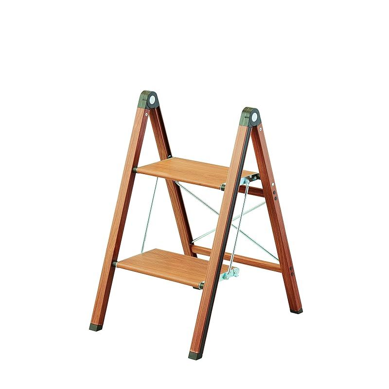 天馬 どんなお部屋にも馴染む木目柄が 脚立 アルミ製で軽く 使わない時は折りたたんでコンパクトに収納 脚立 踏み台 ステップ ウッディステップ 室内用 スリム2 ブラウン 幅39×奥行51×高さ65cm 1