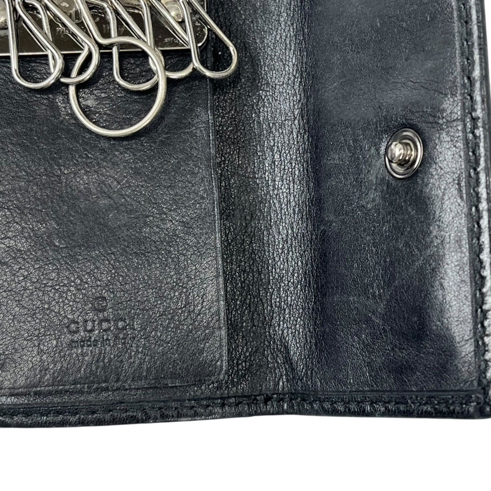 GUCCI グッチ キーケース 6連 シマレザー ブラック メンズ 中古 GUCCI