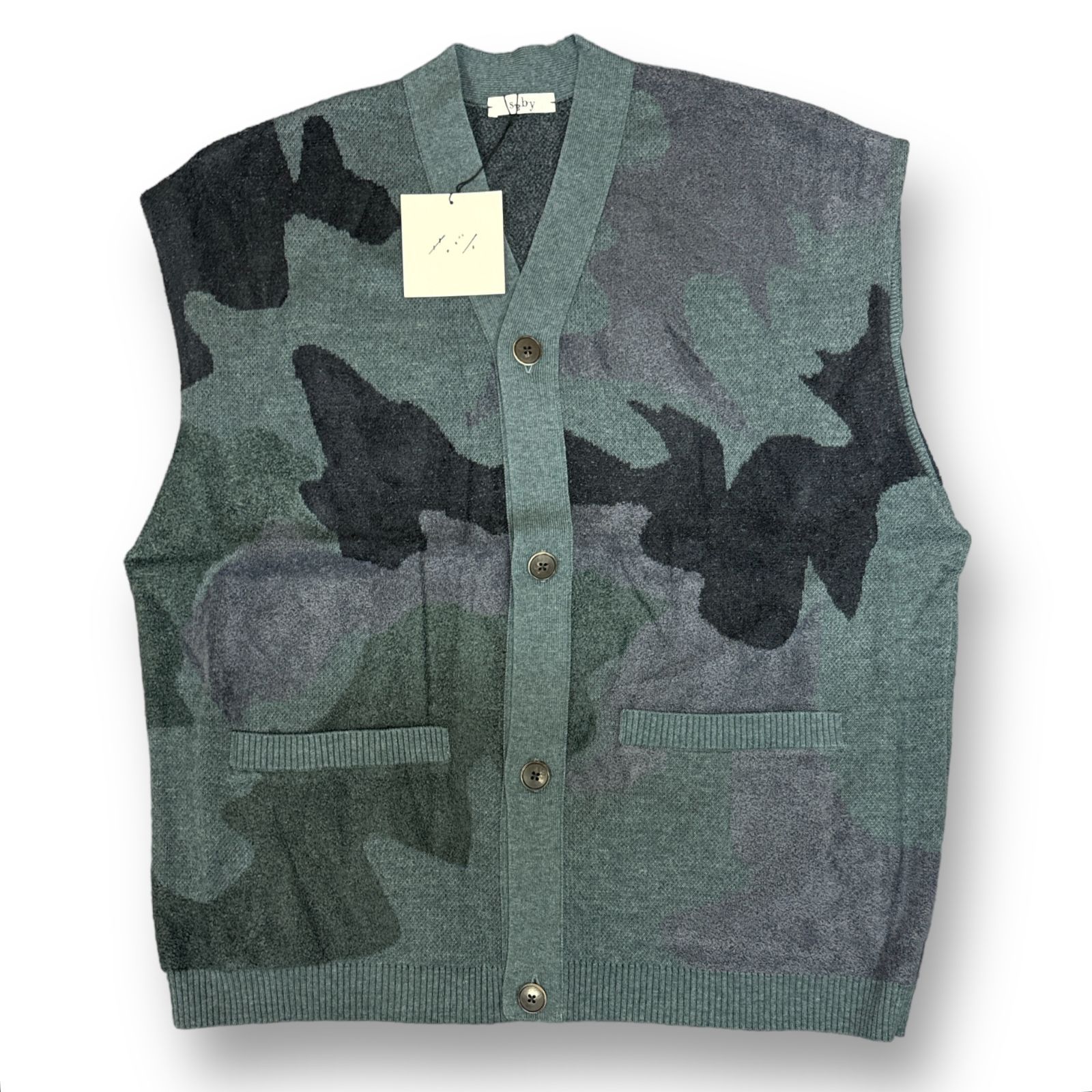 定価36300円 新品 saby WATER SURFACE PATTERN KNIT VEST 迷彩柄 