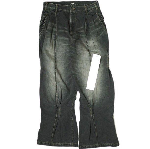 KHOKI コッキ 25SS Pleat-design denim pants プリーツデザインデニムパンツ 25ss-p-09 2 Black ジップフライ ジーンズ ボトムス g21119