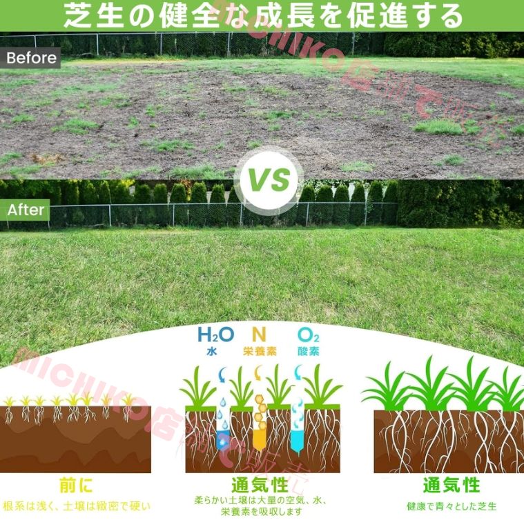 高耐久スパイク土壌エアレーションツール 土砂粘土用手動芝生エアレーター簡単な組み立て
