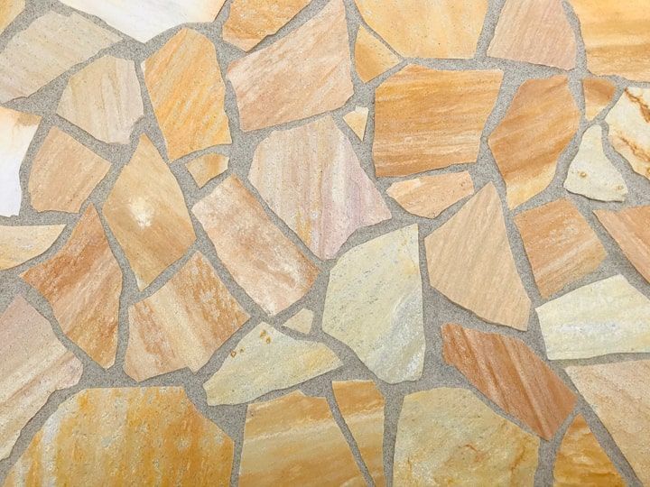 乱形石 薄 アルビノイエロー 薄手 1平米 乱形 石材 1m2 束 7-13mm厚 乱形石材 アルビノミックス イエロー 石英岩 天然石