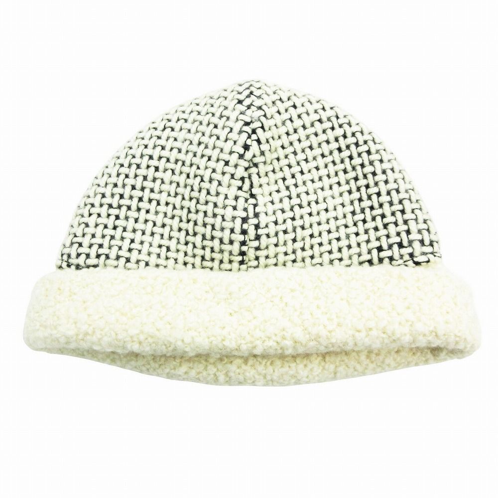 HERMES エルメス アルパカ混 ビーニー ニットキャップ 帽子 ホワイト