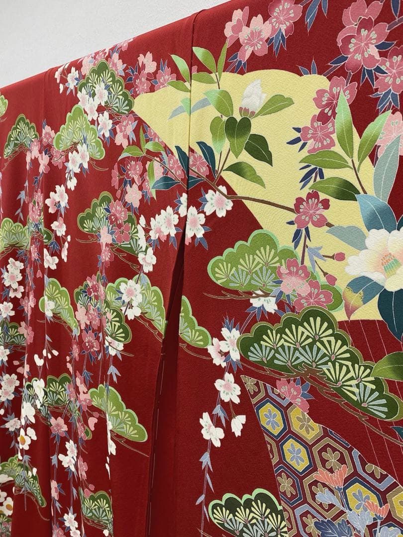 作家振袖 仮絵羽 阿部佳雪 舞台衣装 正絹 未仕立て品 八掛付き MOK748 