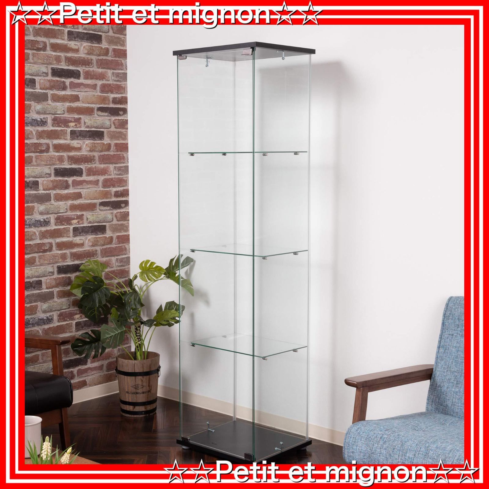 不二貿易　ガラスコレクションケース（クリア）４段 ＴＭＧ−Ｇ１３０ 不二貿易 組立品ガラスコレクションケース（クリア）４段 ＴＭＧ