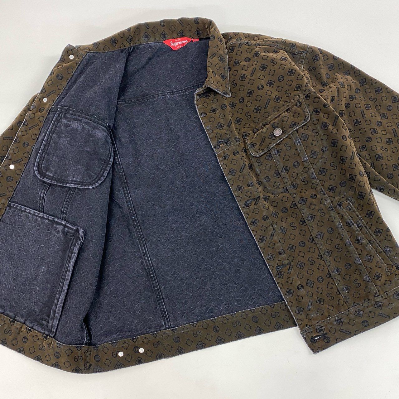 34d4 SUPREME シュプリーム 23SS Flocked Denim Trucker Jacket 