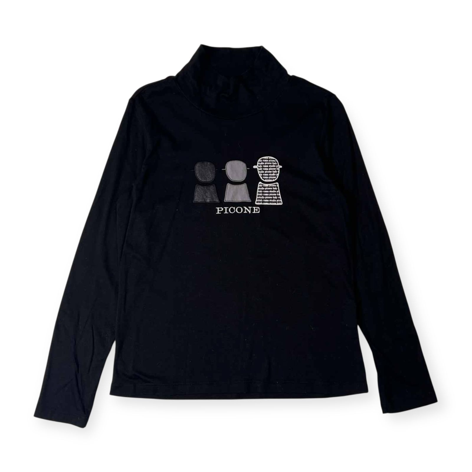 PICONE ピッコーネビーズ装飾 長袖Tシャツ 黒