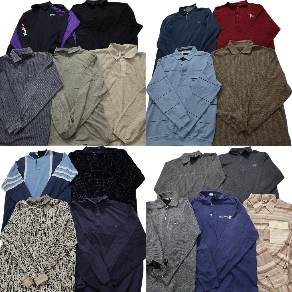 古着卸 まとめ売り L/S ポロシャツ MIX 18枚セット (メンズ XL