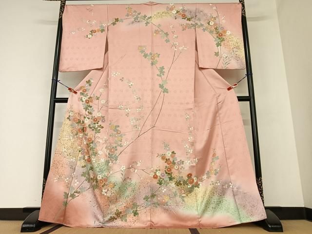 平和屋着物●訪問着　友禅　枝花文　暈し染め　金彩　正絹　逸品　AAAZ7371zg 平和屋着物○訪問着 友禅 枝花文 暈し染め 金彩 正絹 逸品