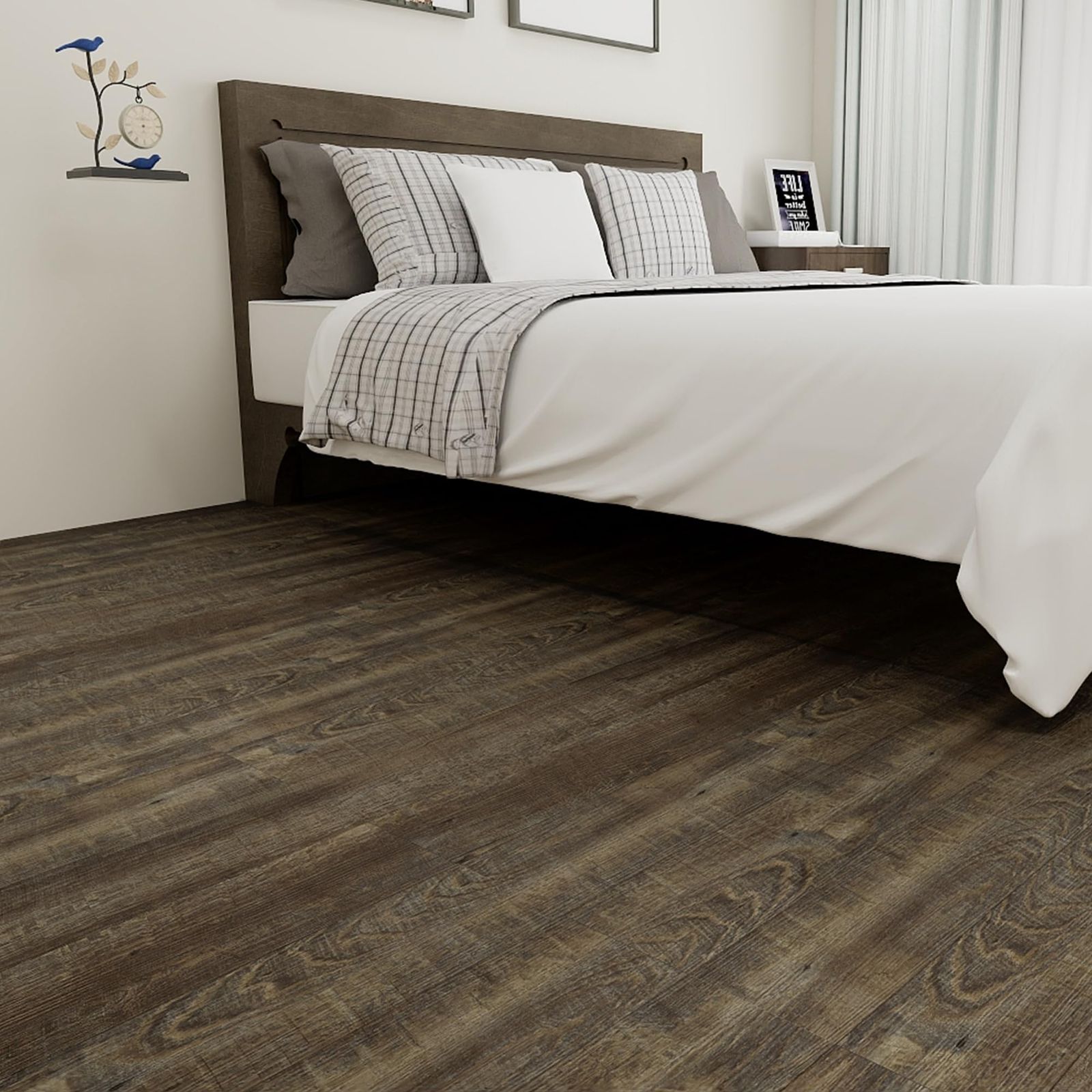 フロアタイル 置くだけ 木目 フロア マット貼るだけ 床 リメイク タイル シート ウッド クッションフロア 粘着タイプ OK 賃貸ok 防水 DIY フローリングマット 入り 約3畳 914.4 152.4 cm 木目M 8812