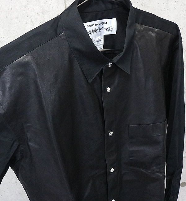 SAINT LAURENT 総柄ベロアシャツ YSL パールボタンベロア(シルク