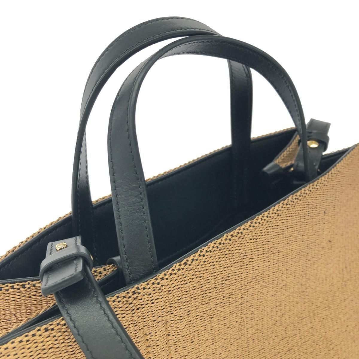 Salvatore Ferragamo サルヴァトーレフェラガモ 2WAYバッグ  ロゴ ラフィア    ブラック/ベージュ レディース / 240001130188 Salvatore Ferragamo サルヴァトーレフェラガモ 2WAYバッグ ロゴ