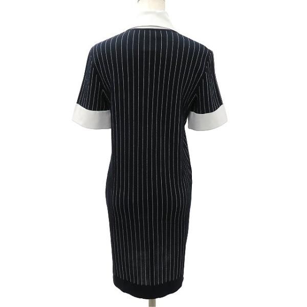 spc シャネル CHANEL ワンピース 36 黒 白 半袖 ストライプ イタリア製