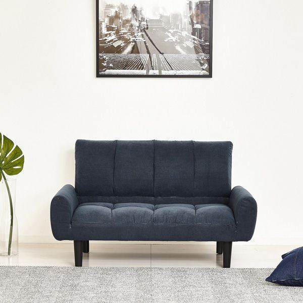 2P コーデュロイソファー ネイビーブルー 完成品 代引不可