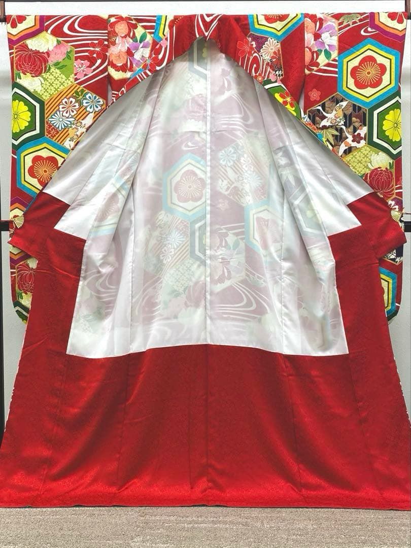 小紋振袖 豪華 金駒 金彩 紋意匠 身丈171cm 撥水加工済 MO2643 小紋振袖 豪華 金駒 金彩 紋意匠 身丈171cm 撥水加工済 MO2643