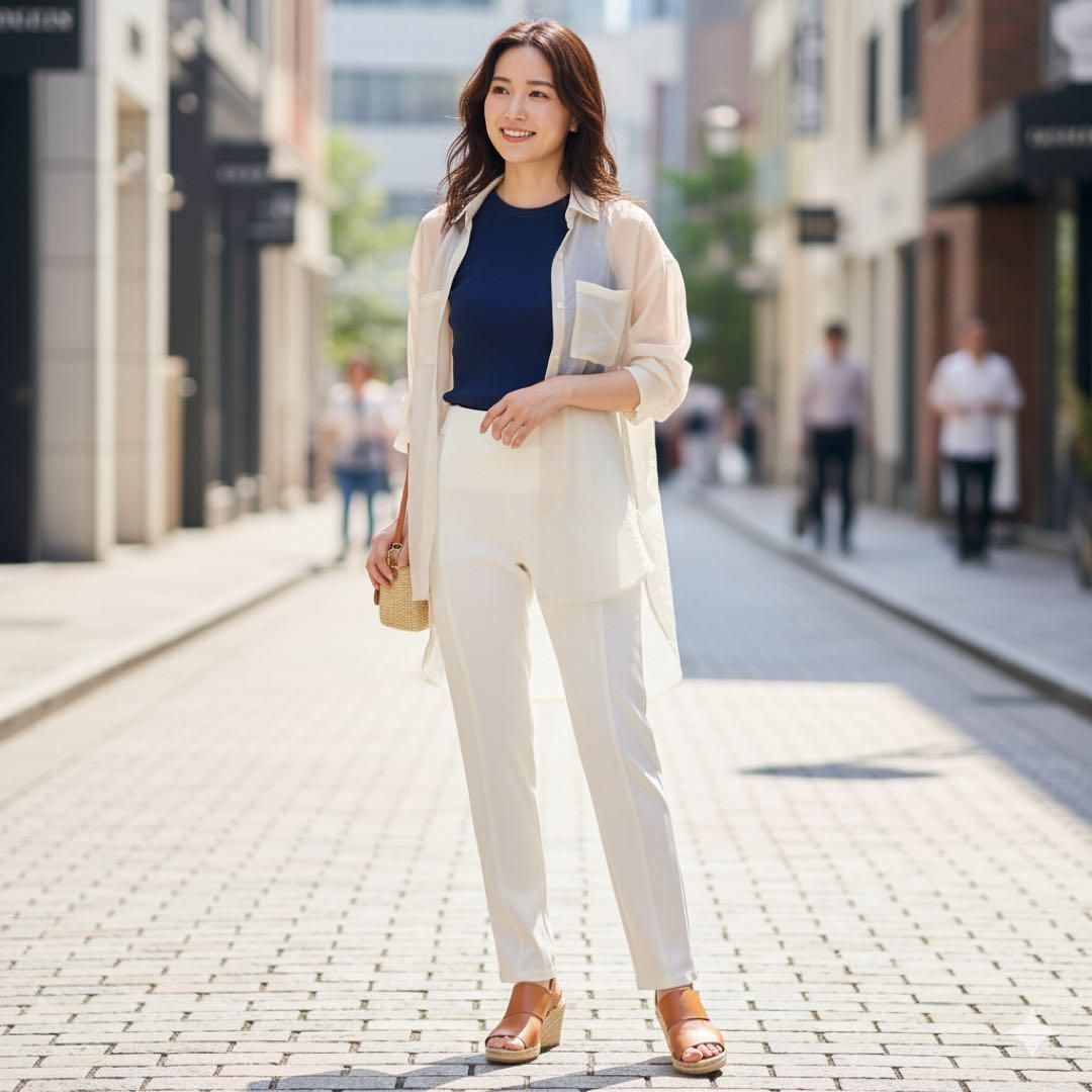 Rossa ALBA ロッサアルバ 44 ストレッチパンツ ウエストゴム 伸縮性 DECORATOM_COM_BR