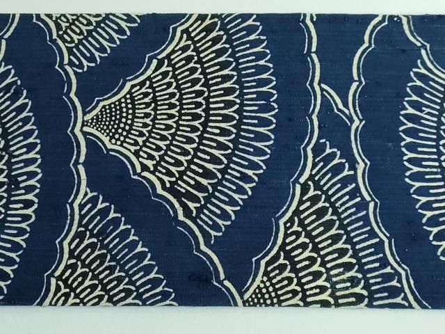 平和屋本店□極上 浦野理一 経節紬 型染め 九寸名古屋帯 青海波 逸品