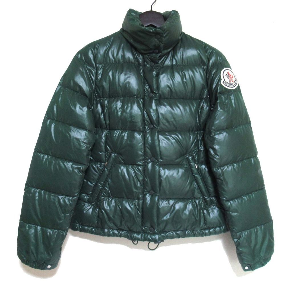 MONCLER モンクレール デカワッペン ジップアップ ナイロン ダウンジャケット Z6H0148 0サイズ グリーン レディース 古着