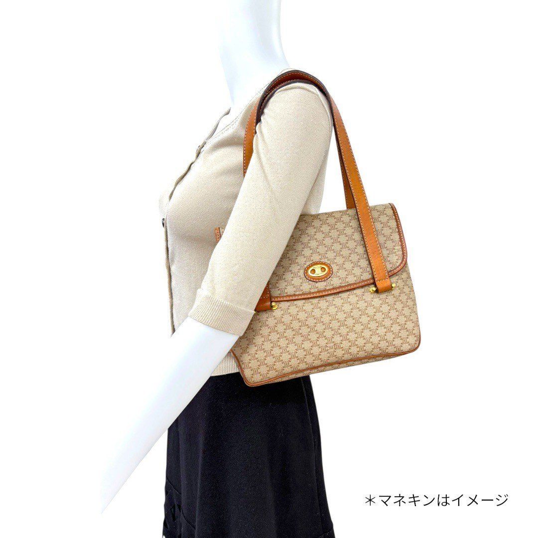 セリーヌ CELINE マカダム バック ショルダー PVC×レザー 茶