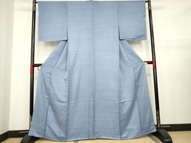 平和屋着物●上質な色無地 花青海波地紋 薄鼠色 正絹 ♥ AABA6718ck