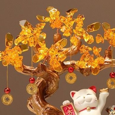 金のなる木 オブジェ 置物 像 招き猫 ねこ ネコ 招財樹 富 高級