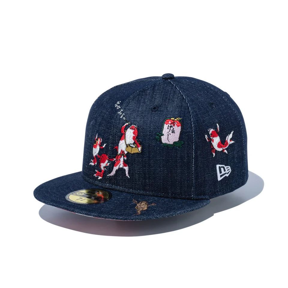 NEW ERA 59FIFTY 東京国立博物館 歌川国芳 金魚づくし インディゴデニム 7 5|8 ニューエラ キャップ 帽子