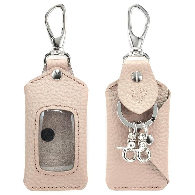 スマートキーバッグホルダー Mサイズ オイルしぼ グレージュ Ricky s 単体 全機種対応 スマートキー クリア窓 窓付き キーケース キーレス ケース キーカバー 玄関扉 鍵 家 ドアキー YKKAP LIXIL 三協アルミ 本革 革 レザー