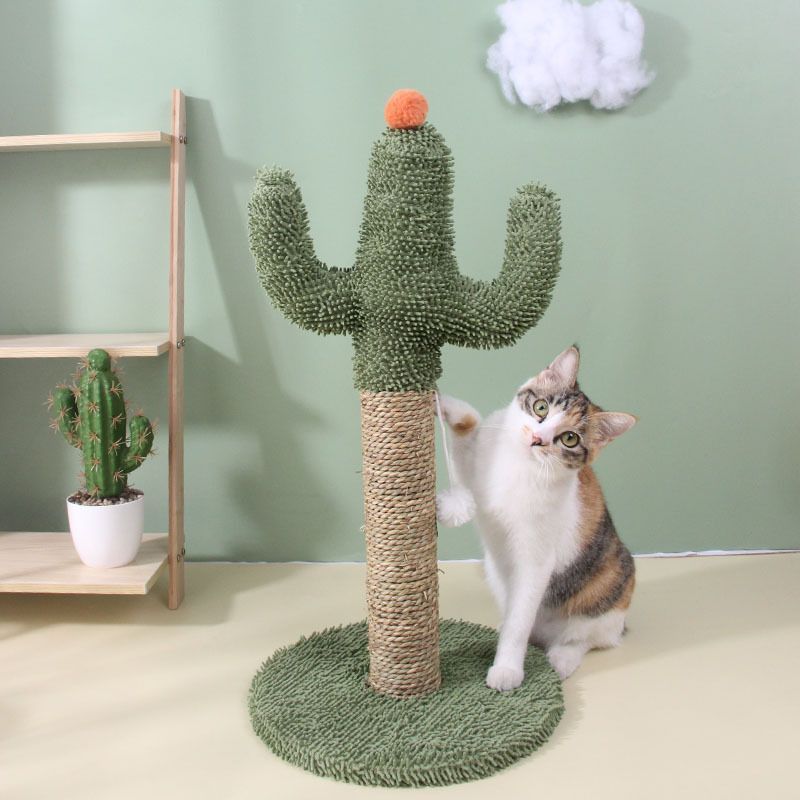 猫爪とぎ ポール サボテン型 サボテン かわいい おしゃれ 麻縄巻き 小型キャットツリー 仔猫 遊べる 運動不足 ストレス解消 組立簡単 置き型 省スペース