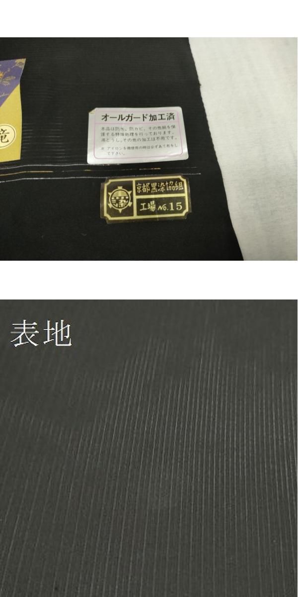 平和屋着物▽夏物 紋付き 黒反物 着尺 駒絽 藍下草木染 神路