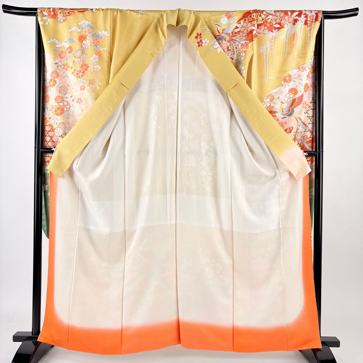 振袖　袋帯　4点セット　桜　蝶　金銀彩　身丈163cm 裄丈66cm M 正絹 振袖 袋帯 4点セット 桜 蝶 金銀彩 身丈163cm 裄丈66cm M 正絹
