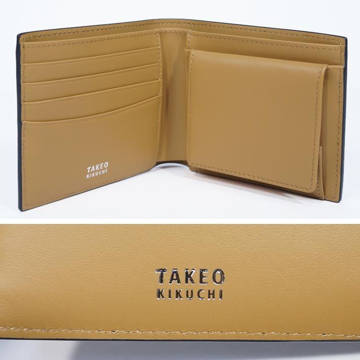 タケオキクチ TAKEO KIKUCHI 牛革 型押しレザー 二つ折り財布 メンズ ...