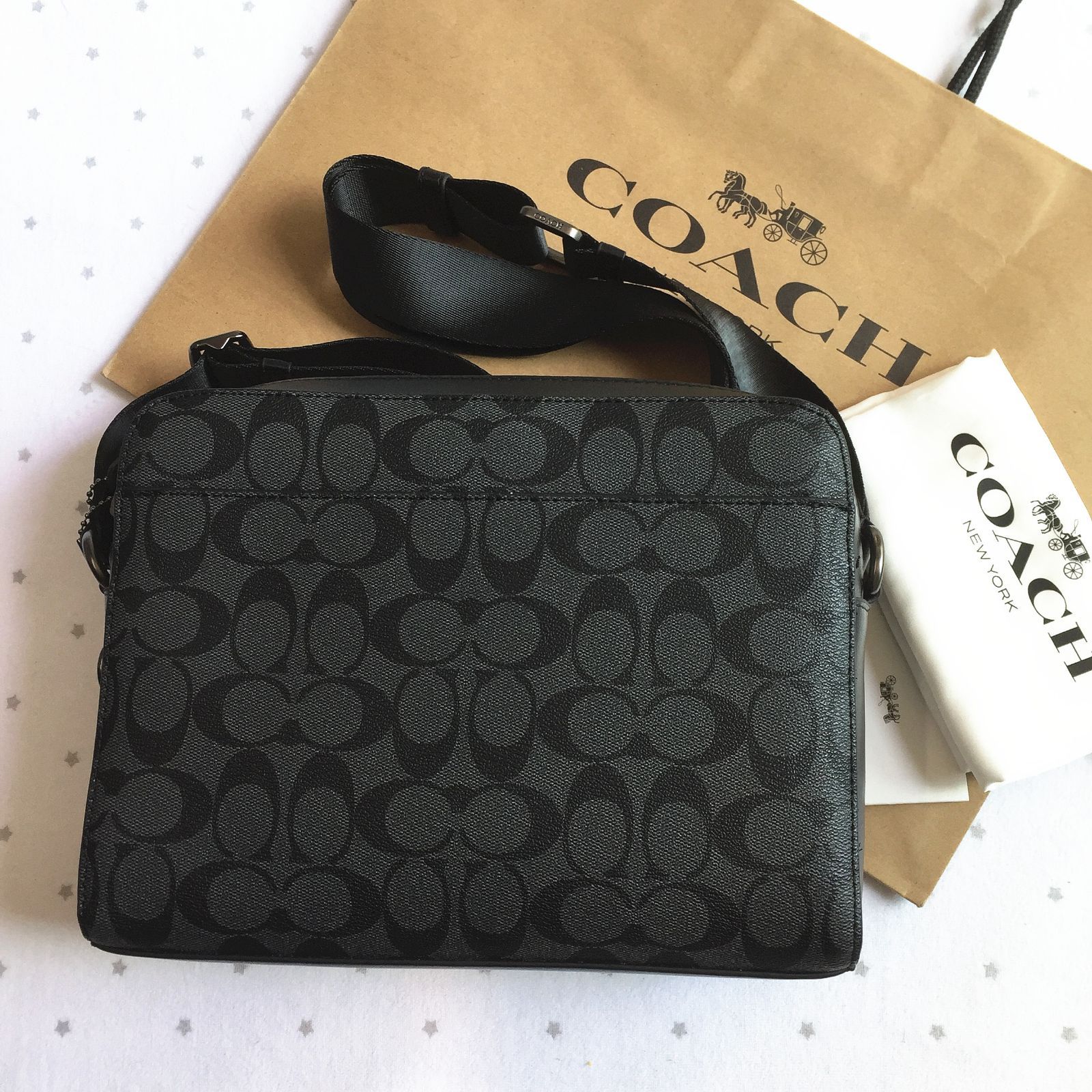 セール中】COACH コーチバッグ F91485 チャコール×ブラック ショルダー ...