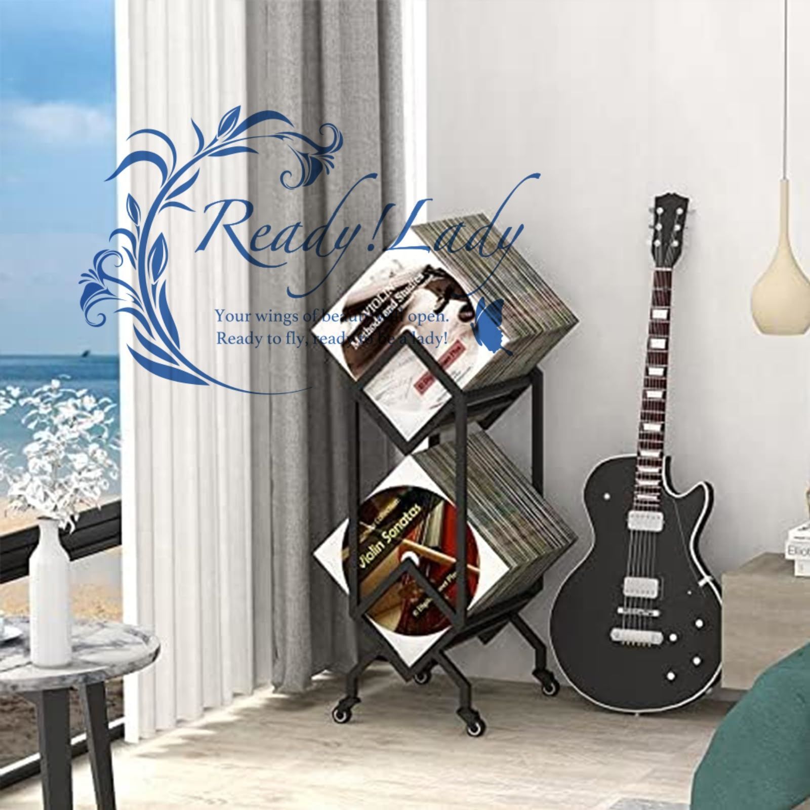 レコードプレーヤースタンド 2段レコード収納ラック レコードを200枚