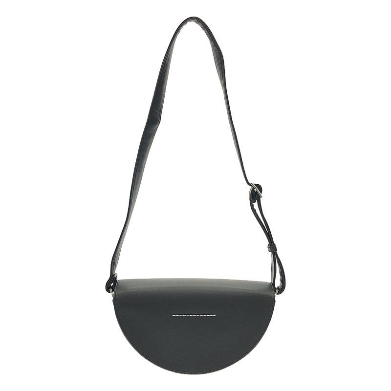 MM6 Maison Margiela / エムエムシックスメゾンマルジェラ | 2020AW | エンボス ロゴ ハーフムーン ショルダーバッグ | ブラック | レディース