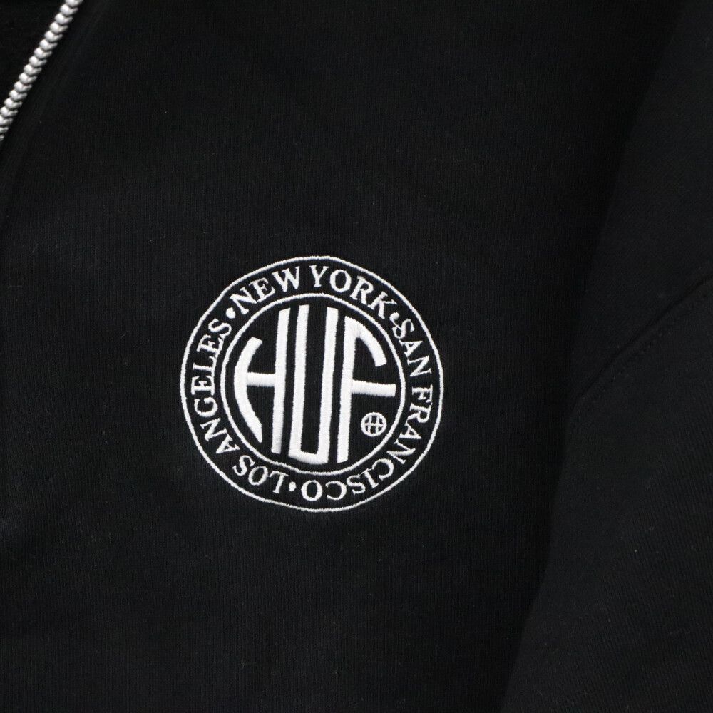 HUF (ハフ) ZIP SWEAT 刺繍ロゴ ハーフジップ スウェット