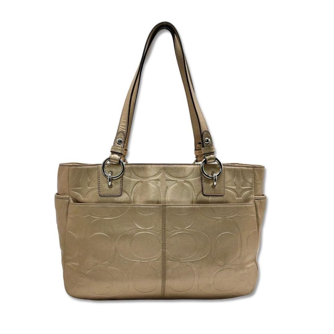 コーチ　トート ハンドバッグ　レザー　ゴールド COACH コーチ レザー トートバッグ ショルダー 肩掛け