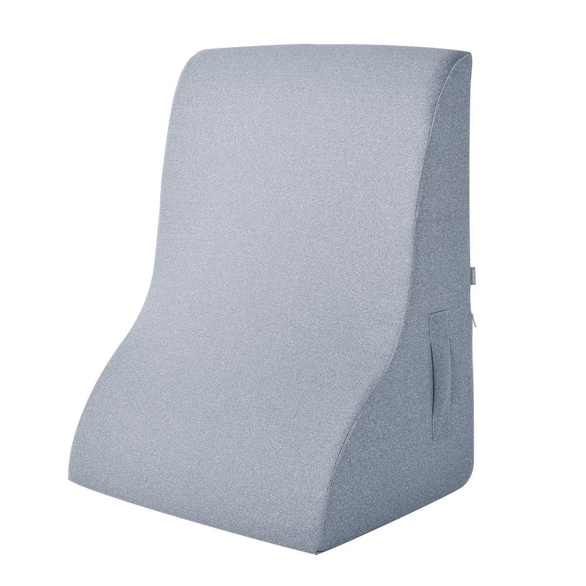 Shinnwa 高反発 背もたれ クッション ベッドの上 三角クッション 三角枕 逆流性食道炎 枕 まくら ランバーサポート 年寄りプレゼント 腰当てクッション 腰枕 就寝用 専用 読書用 姿勢矯正 テレビ腰枕 洗えるカバー ループ付き グレー