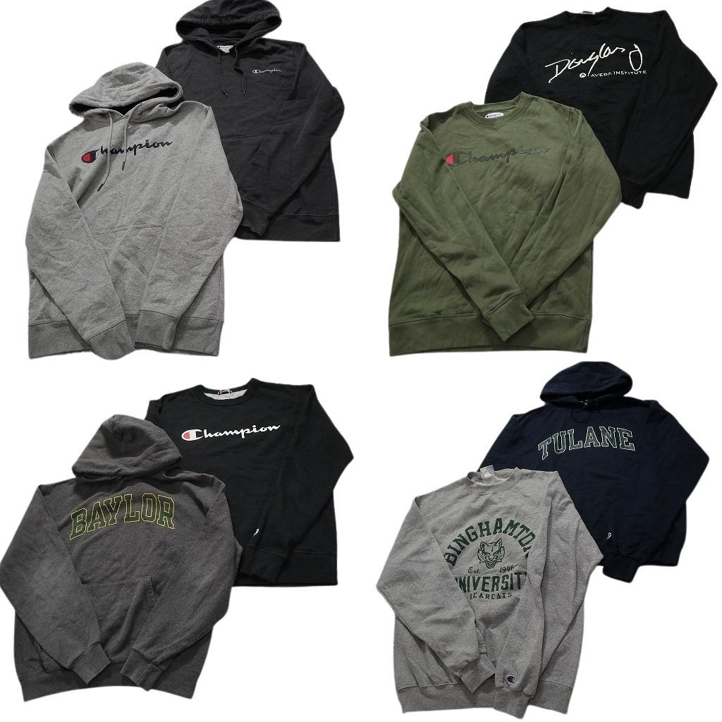古着卸 まとめ売り チャンピオン Champion スウェット 8枚セット メンズ M アーチロゴ カレッジ風 フーディー 古着 NC3912
