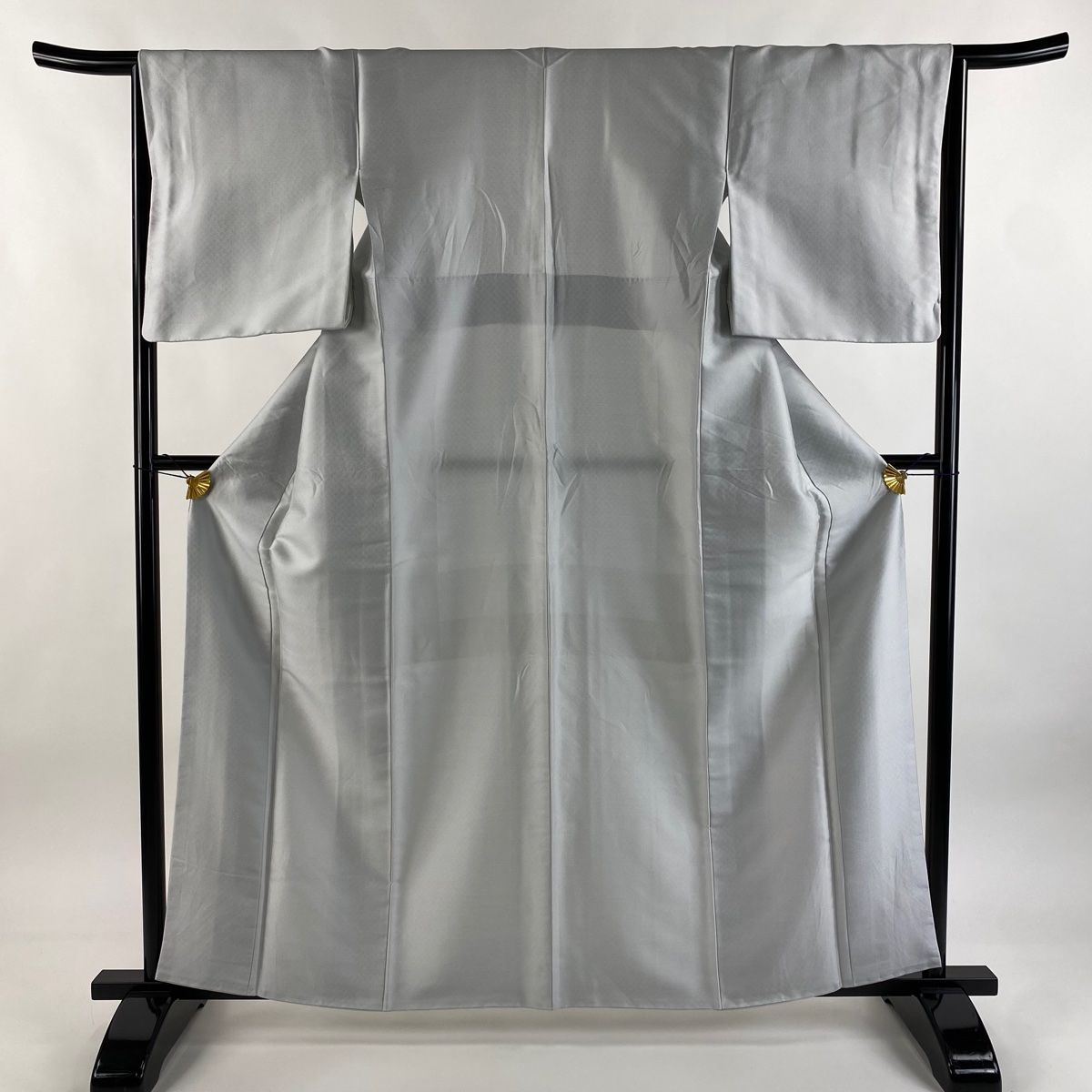 色無地 身丈160.5cm 裄丈65cm M 袷 地紋 灰色 正絹 名品