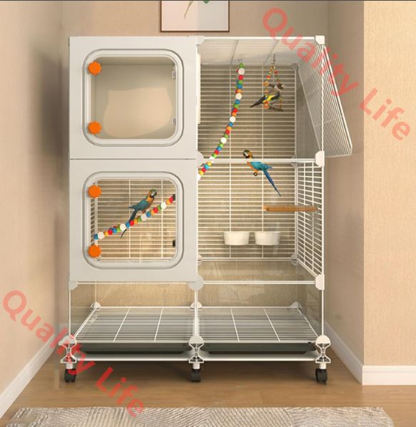 鳥かご 鳥籠DIY 暗号化された金属製鳥籠インコ用ケージ 鳥かご インコ キャスターと 付き 透明ドア 観察しやすい 70 35 102cm