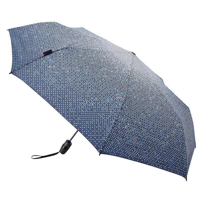 折りたたみ傘 水色 チェック柄 シンプル ワンタッチ 自動開閉 逆折り式