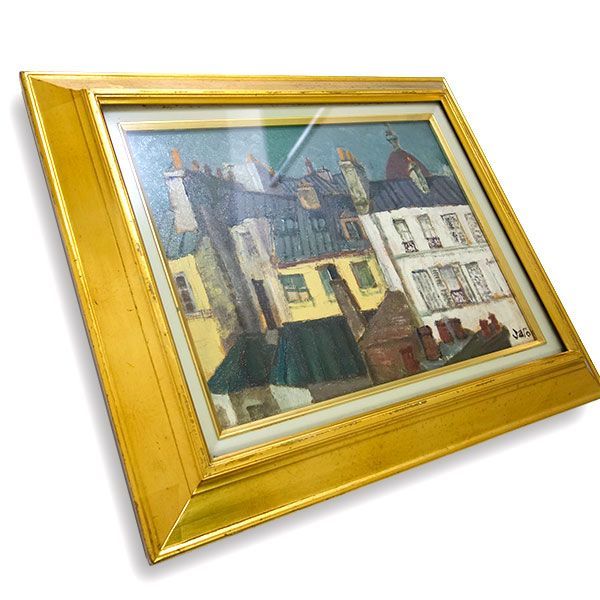 油絵 油彩画 佐藤真一 「屋根（巴里・モンパルナス）」 F6号 額付き 油絵