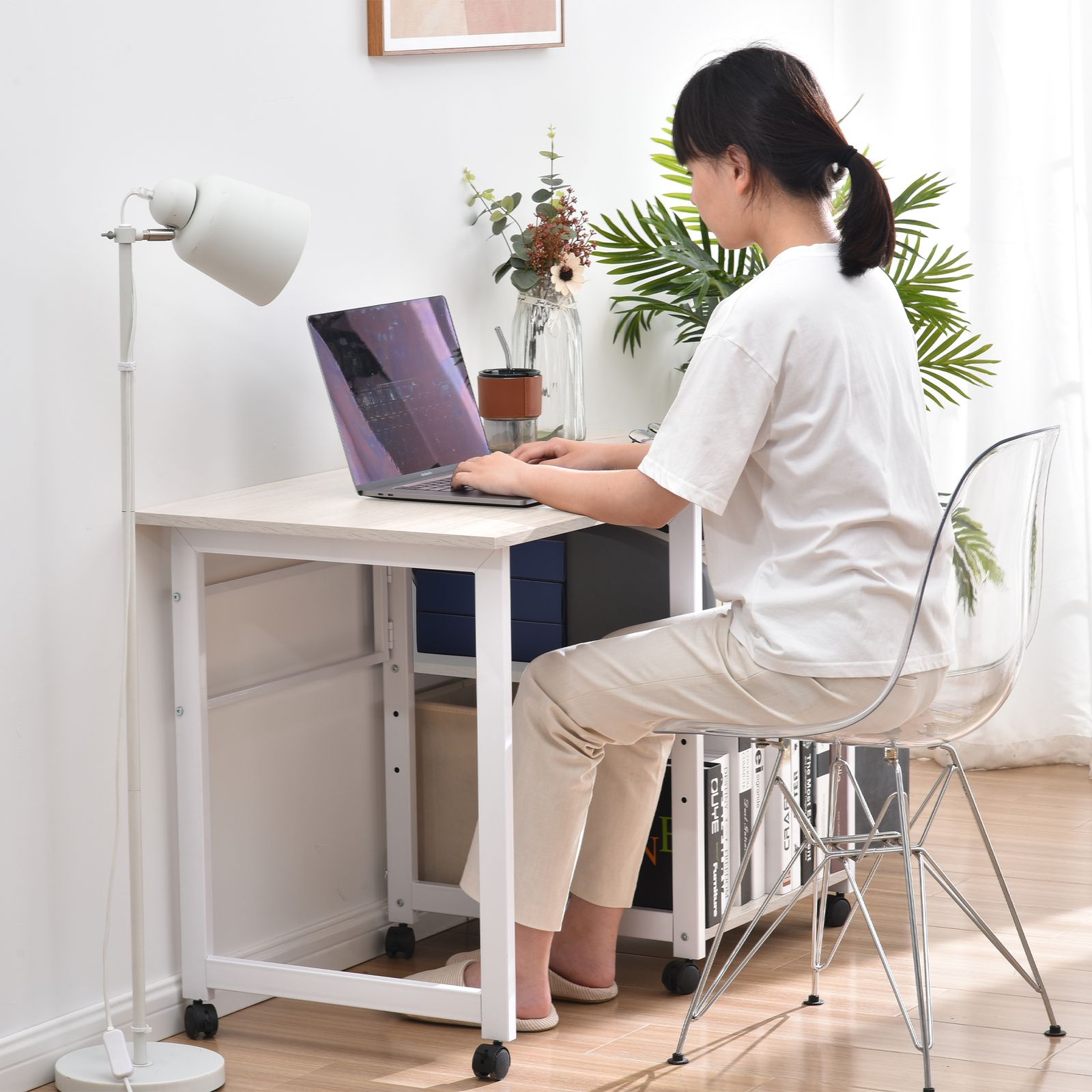 パソコンデスク折りたたみデスク簡易デスクオフィスデスク学習デスク3段収納ラック パソコンデスク 折りたたみデスク 簡易デスク オフィスデスク