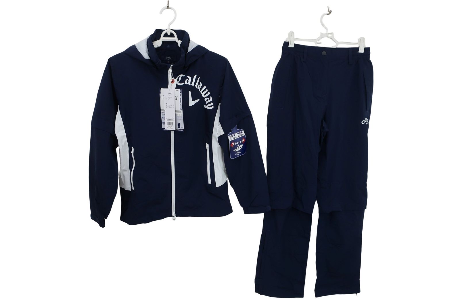 ♥品 Callaway キャロウェイ レインウェア上下セット ネイビー白 レディース S C23989200 ゴルフウェア 2509-0670