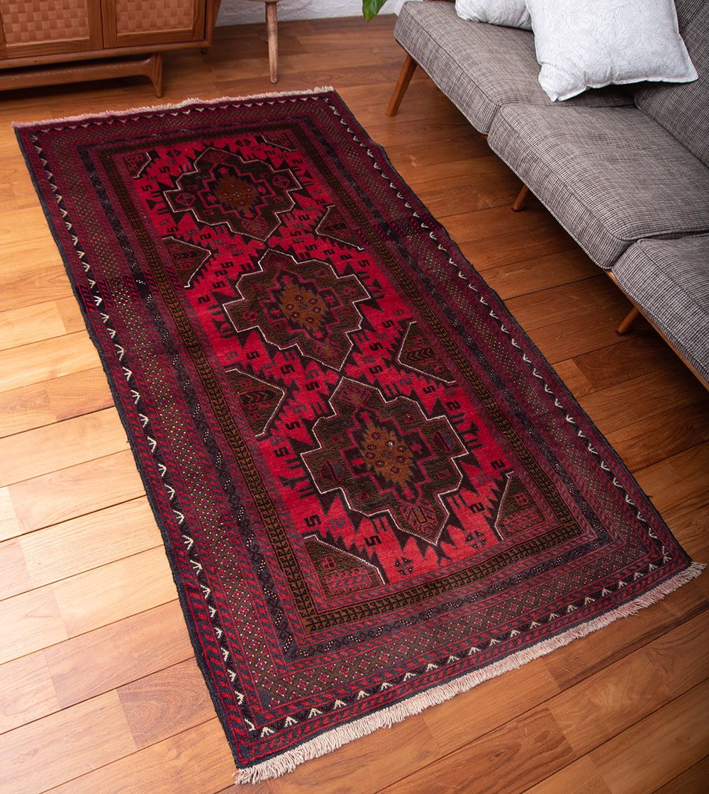 遊牧民バローチの手織り絨毯【約193cm x 107cm】 / ラグ バローチ 