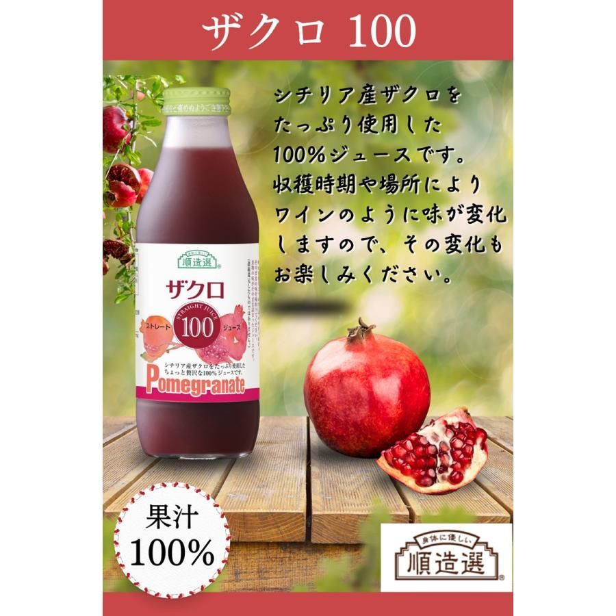 果汁100％ ジュース アソートセット クランベリー・ブルーベリー・ザクロ・カシス・プルーン 500ml 順造選 ５本セット 各種１本