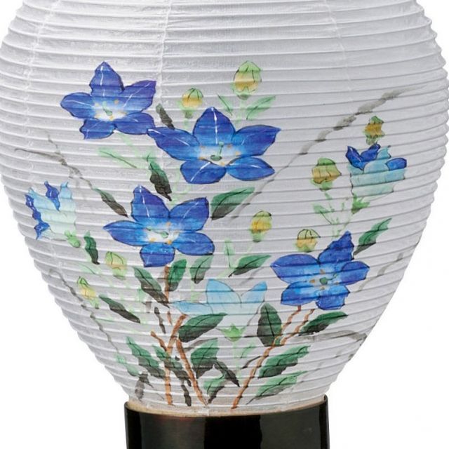 盆提灯 岐阜提灯 置き提灯 創作提灯 メタルスタンド付きミニ御所提灯 ほうずき御所桔梗 高さ18cm P19 2398 LED コードレス 初盆 新盆 お盆